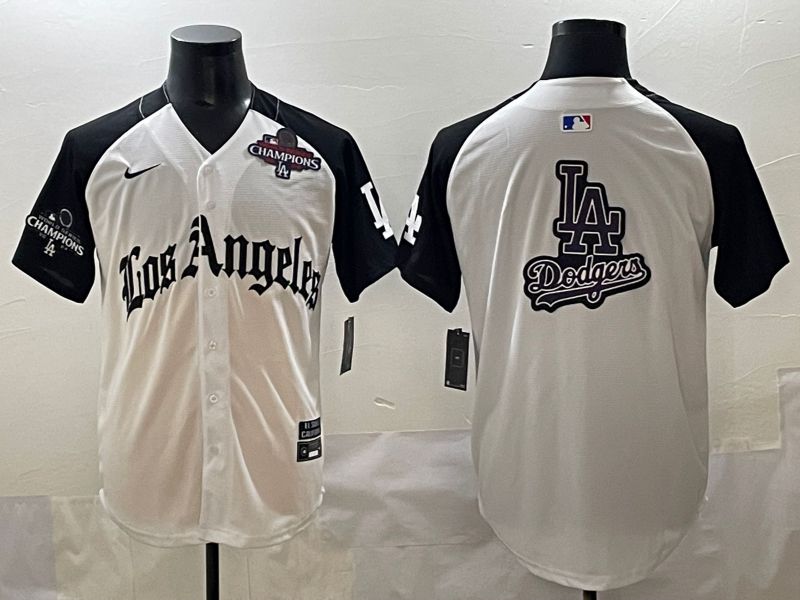 Men 2025 Los Angeles Dodgers Blank White black Five generations Joint Name Nike MLB Jersey style 52624->los angeles dodgers->MLB Jersey